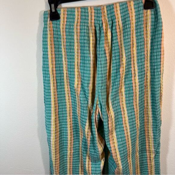 ✨ Free People Women’s Fine Line Slim Pants Aqua Orange Yellow Stripe XS - Picture 9 of 15